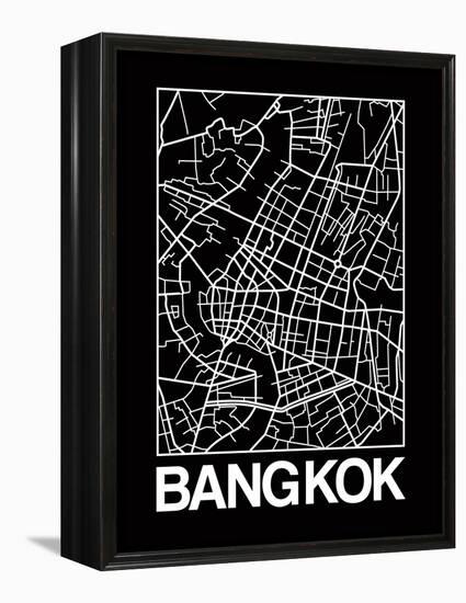 Black Map of Bangkok-NaxArt-Framed Stretched Canvas
