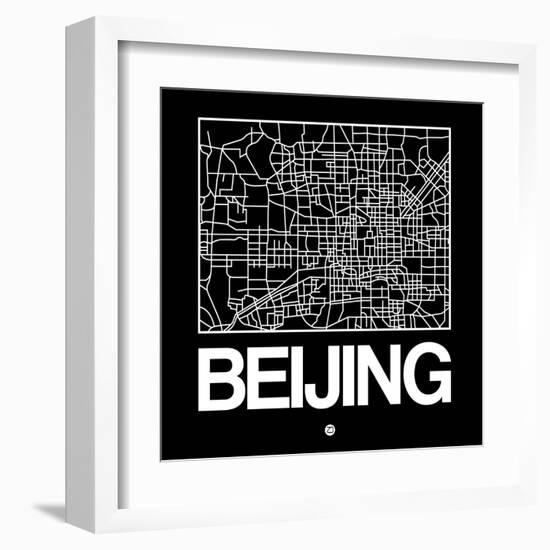 Black Map of Beijing-NaxArt-Framed Art Print