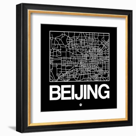 Black Map of Beijing-NaxArt-Framed Art Print