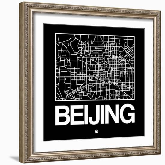 Black Map of Beijing-NaxArt-Framed Art Print