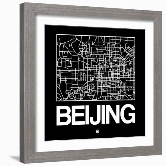 Black Map of Beijing-NaxArt-Framed Art Print