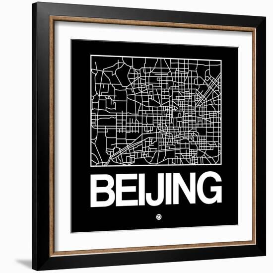 Black Map of Beijing-NaxArt-Framed Art Print