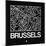 Black Map of Brussels-NaxArt-Mounted Art Print