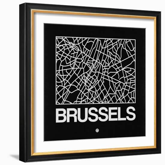 Black Map of Brussels-NaxArt-Framed Art Print