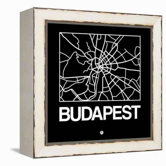 Black Map of Budapest-NaxArt-Framed Stretched Canvas