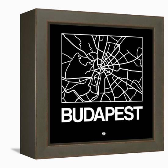 Black Map of Budapest-NaxArt-Framed Stretched Canvas