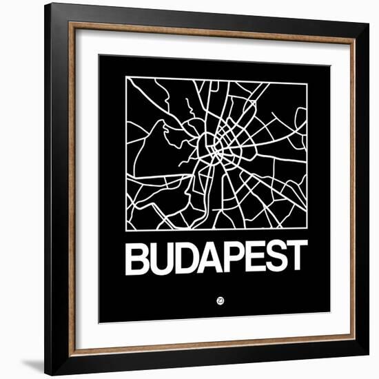 Black Map of Budapest-NaxArt-Framed Art Print