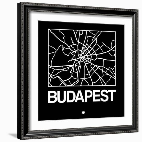 Black Map of Budapest-NaxArt-Framed Art Print