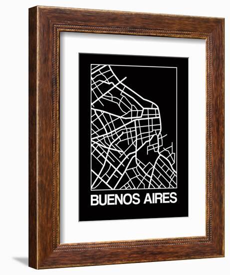 Black Map of Buenos Aires-NaxArt-Framed Premium Giclee Print