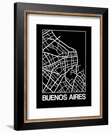 Black Map of Buenos Aires-NaxArt-Framed Premium Giclee Print