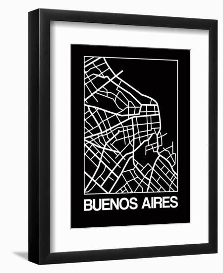 Black Map of Buenos Aires-NaxArt-Framed Premium Giclee Print