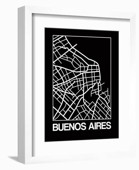 Black Map of Buenos Aires-NaxArt-Framed Premium Giclee Print