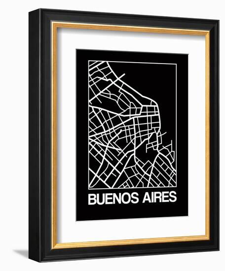 Black Map of Buenos Aires-NaxArt-Framed Premium Giclee Print