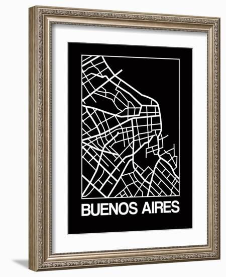 Black Map of Buenos Aires-NaxArt-Framed Art Print