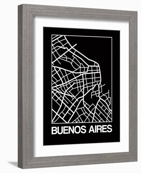 Black Map of Buenos Aires-NaxArt-Framed Art Print