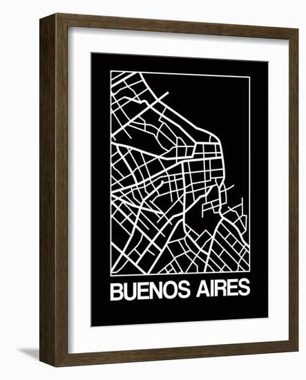 Black Map of Buenos Aires-NaxArt-Framed Art Print