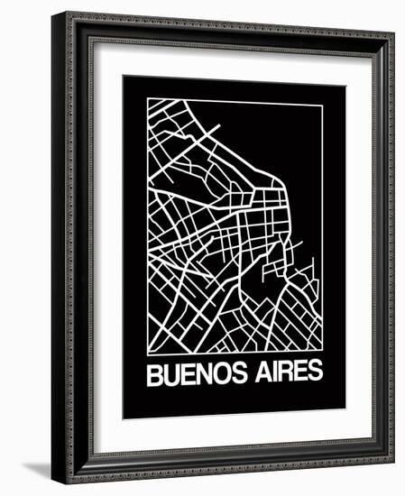 Black Map of Buenos Aires-NaxArt-Framed Art Print