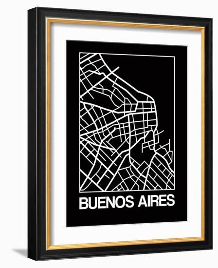 Black Map of Buenos Aires-NaxArt-Framed Art Print