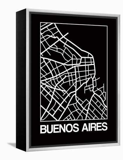 Black Map of Buenos Aires-NaxArt-Framed Stretched Canvas