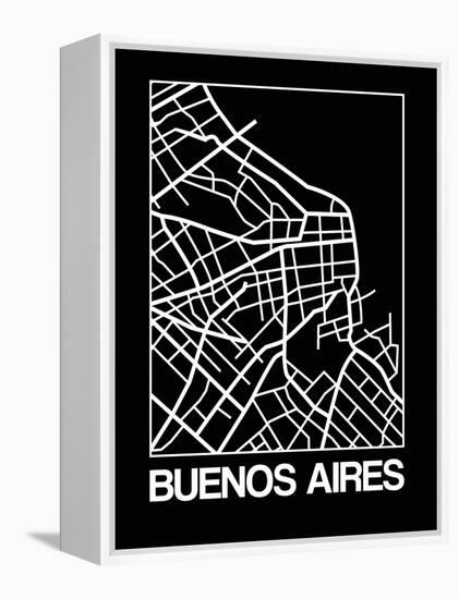 Black Map of Buenos Aires-NaxArt-Framed Stretched Canvas