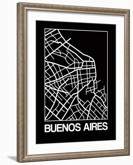 Black Map of Buenos Aires-NaxArt-Framed Art Print