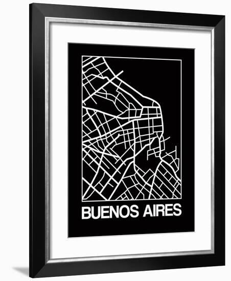 Black Map of Buenos Aires-NaxArt-Framed Art Print