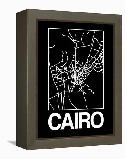 Black Map of Cairo-NaxArt-Framed Stretched Canvas