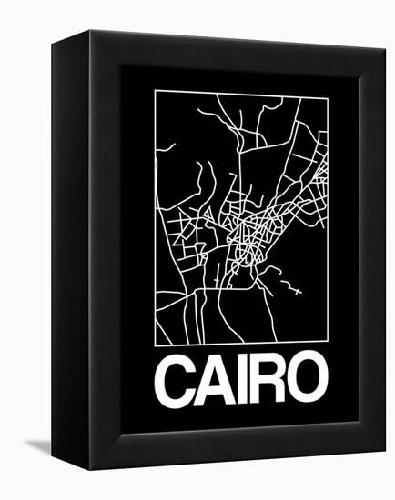 Black Map of Cairo-NaxArt-Framed Stretched Canvas