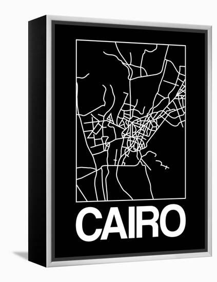 Black Map of Cairo-NaxArt-Framed Stretched Canvas