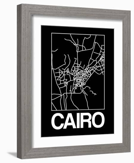 Black Map of Cairo-NaxArt-Framed Art Print