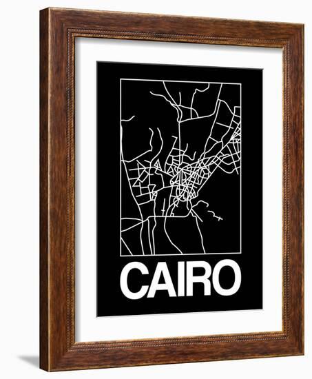 Black Map of Cairo-NaxArt-Framed Art Print