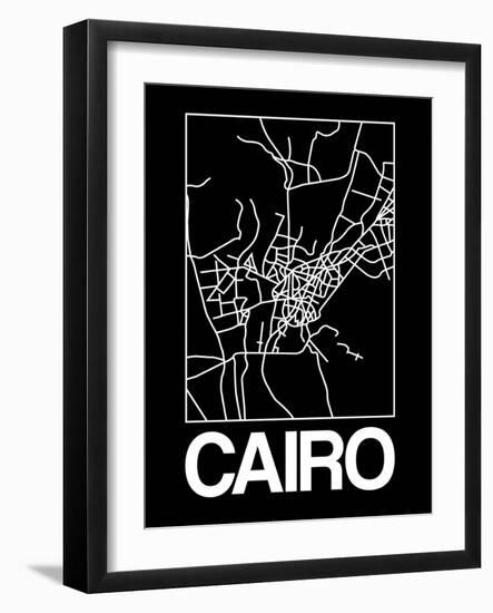 Black Map of Cairo-NaxArt-Framed Art Print