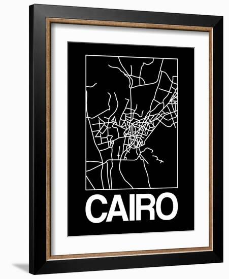 Black Map of Cairo-NaxArt-Framed Art Print