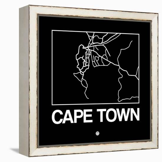 Black Map of Cape Town-NaxArt-Framed Stretched Canvas