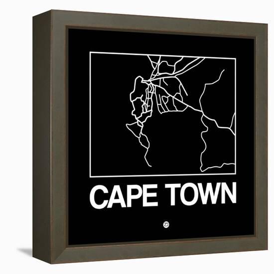 Black Map of Cape Town-NaxArt-Framed Stretched Canvas