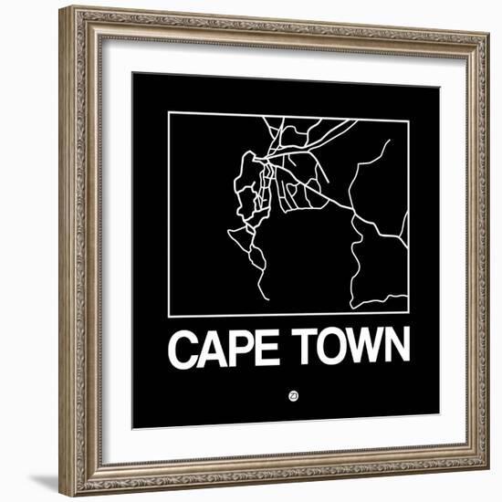 Black Map of Cape Town-NaxArt-Framed Art Print