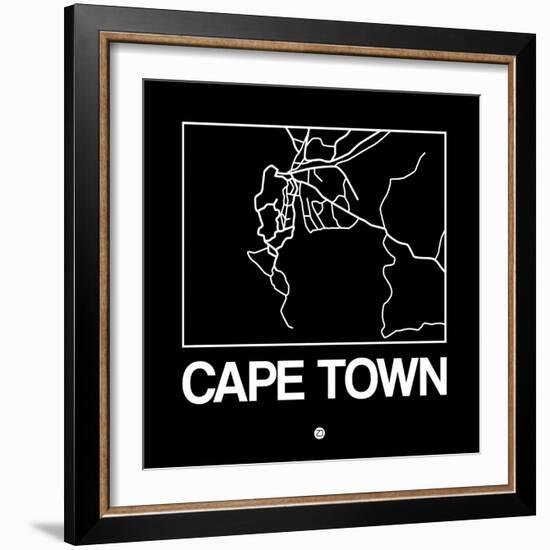 Black Map of Cape Town-NaxArt-Framed Art Print