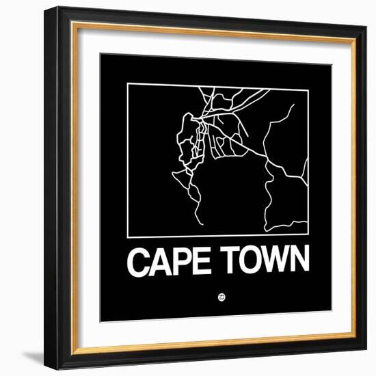 Black Map of Cape Town-NaxArt-Framed Art Print