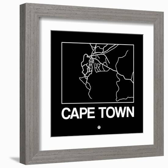 Black Map of Cape Town-NaxArt-Framed Art Print