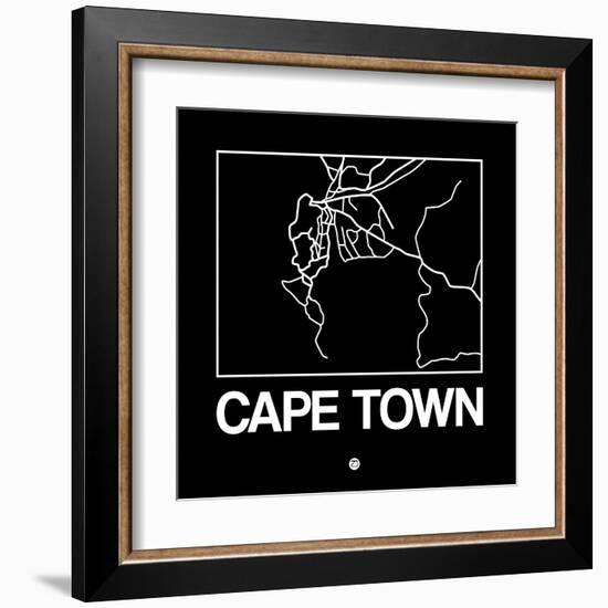 Black Map of Cape Town-NaxArt-Framed Art Print