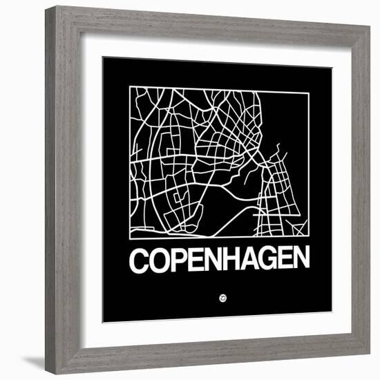 Black Map of Copenhagen-NaxArt-Framed Art Print