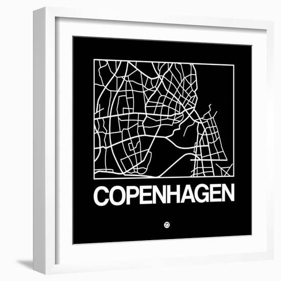 Black Map of Copenhagen-NaxArt-Framed Premium Giclee Print