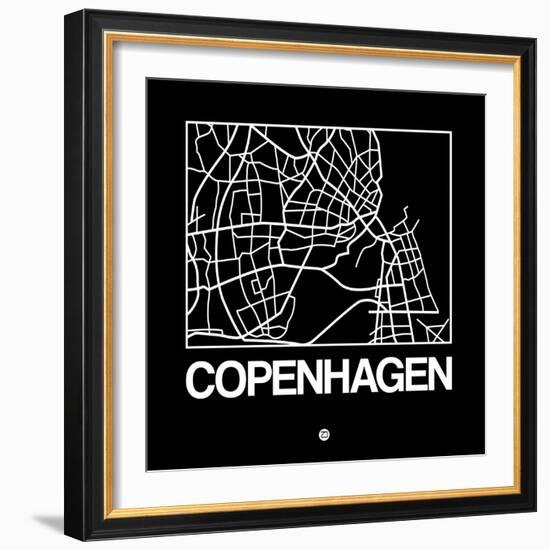 Black Map of Copenhagen-NaxArt-Framed Premium Giclee Print