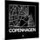 Black Map of Copenhagen-NaxArt-Mounted Art Print