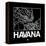 Black Map of Havana-NaxArt-Framed Stretched Canvas