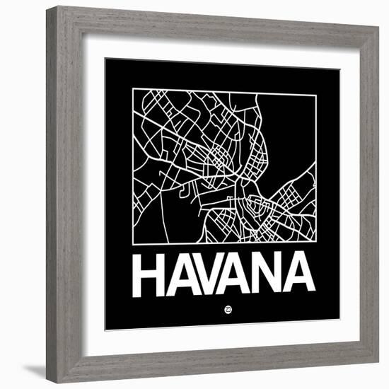 Black Map of Havana-NaxArt-Framed Premium Giclee Print
