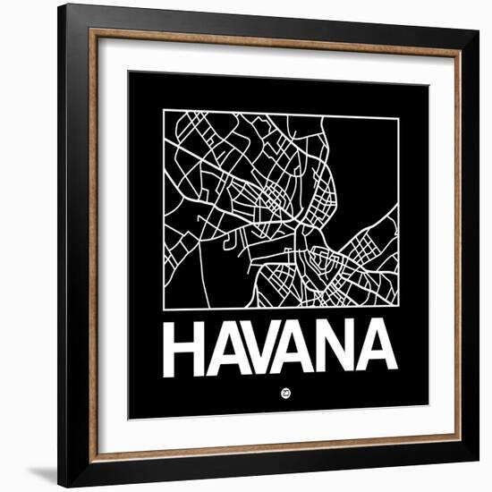 Black Map of Havana-NaxArt-Framed Art Print