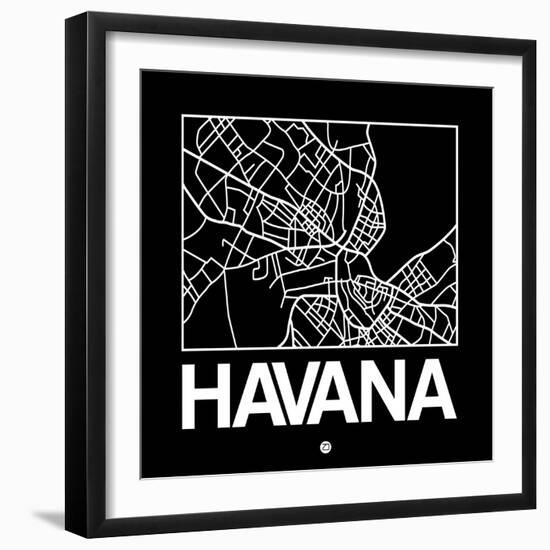 Black Map of Havana-NaxArt-Framed Art Print