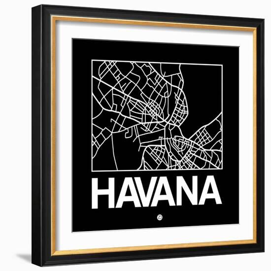 Black Map of Havana-NaxArt-Framed Art Print