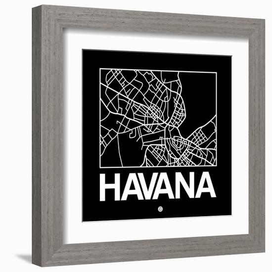 Black Map of Havana-NaxArt-Framed Art Print